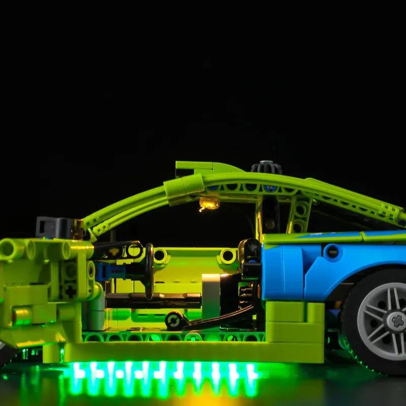 Lightailing LED kit illuminating headlights of LEGO Mitsubishi Eclipse