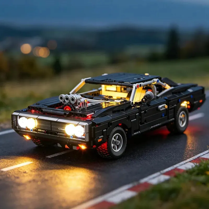 Lightailing LED kit for LEGO 42231 Charger illuminating front headlights and taillights with pre-soldered harness