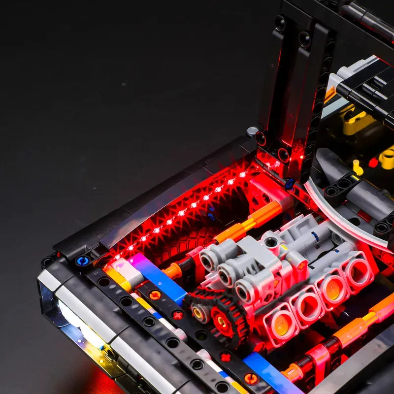Overview of Lightailing pre-soldered harness on LEGO Fast and Furious Dodge Charger set 42231