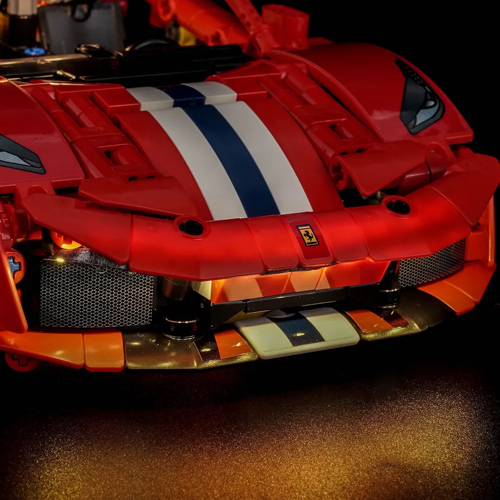 Close-up of BrickBling Micro-LED wiring along LEGO Technic chassis