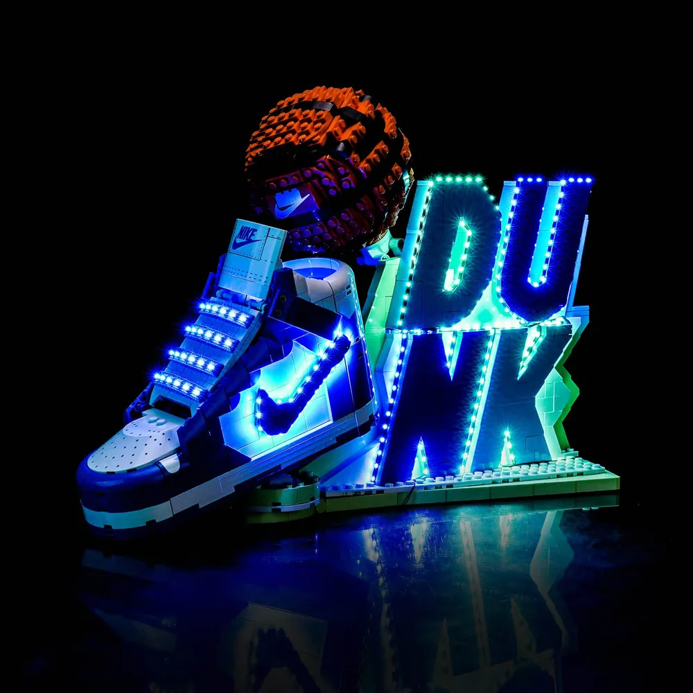 BrickBling LED kit for LEGO Nike Dunk 43008 with modular micro-LEDs