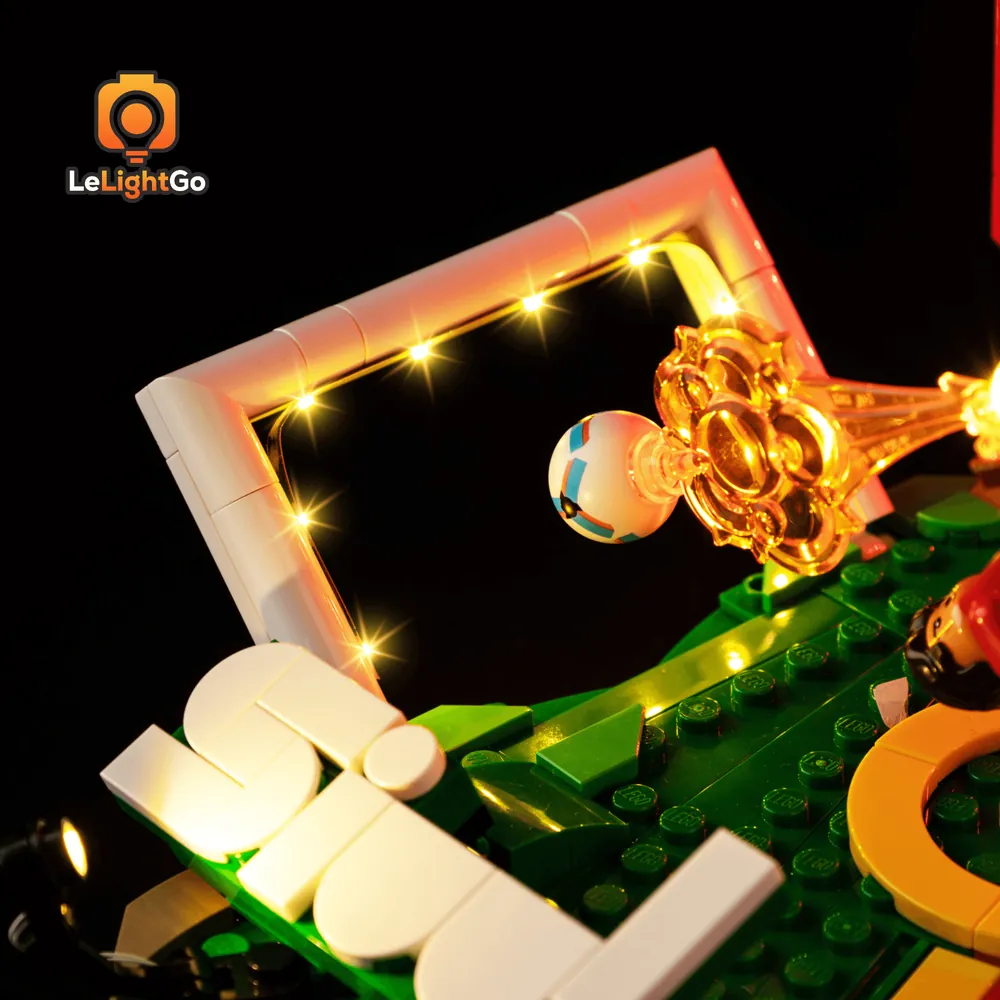 LEGO Ronaldo set with LeLightGo lights enhancing the display