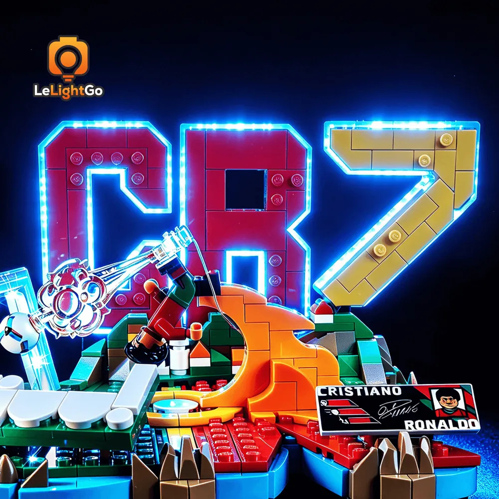 LeLightGo micro-LEDs close-up on LEGO 43012 base