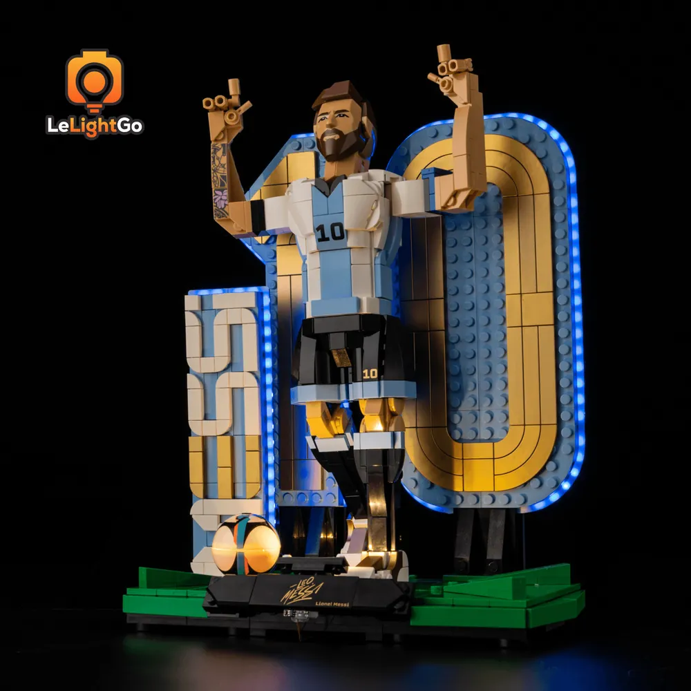 LeLightGo installation on LEGO Messi 43015 with concealed micro-wires
