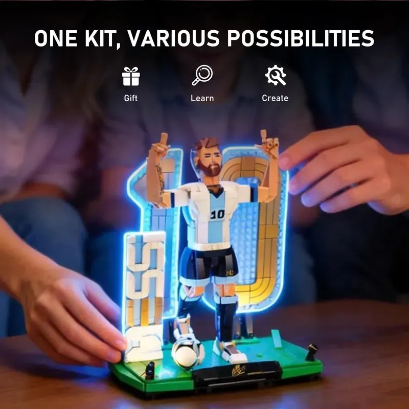 Lightailing installation on LEGO Messi 43015 showing integrated harness