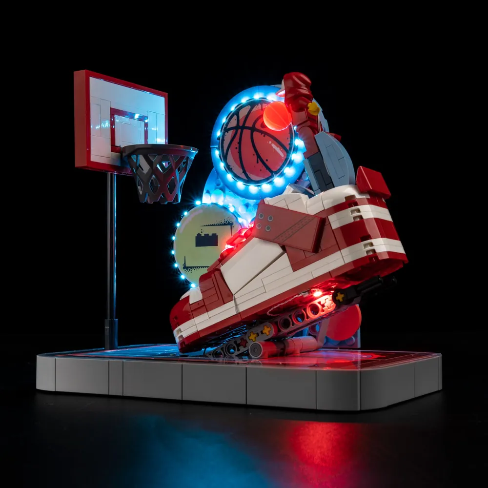 LEGO Nike Dunk Trickshot illuminated by Game of Bricks standard gauge lights