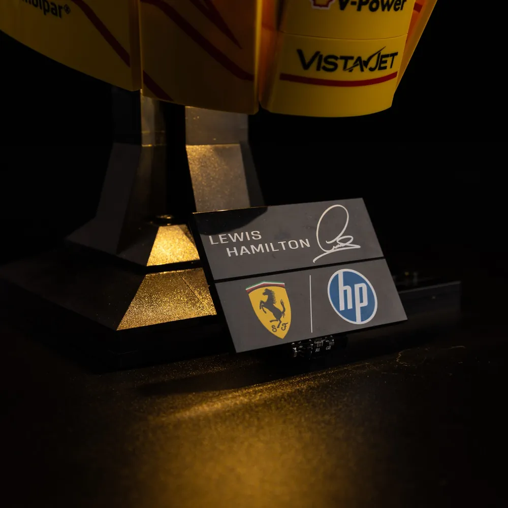 LED lighting zones on LEGO Ferrari Hamilton Helmet by Game of Bricks