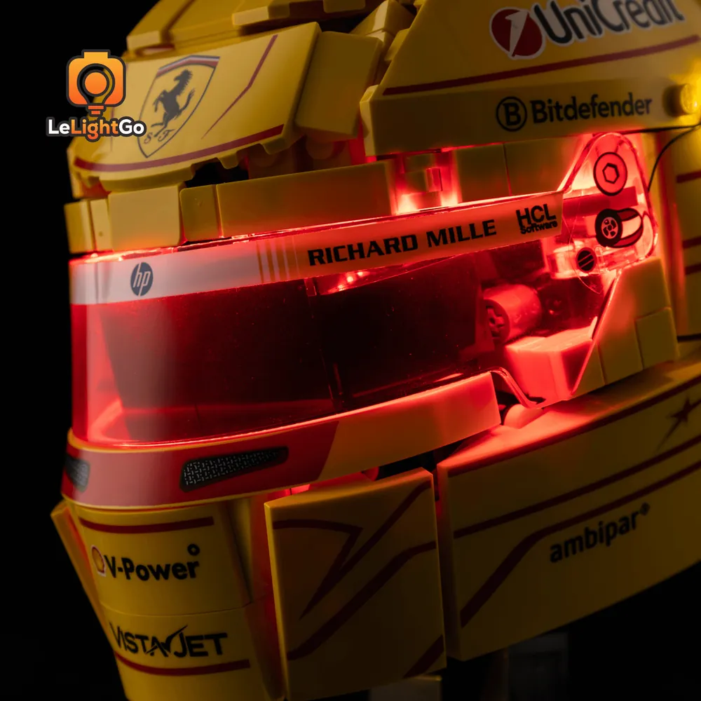 Modular micro-LEDs of LeLightGo kit for LEGO Ferrari Helmet