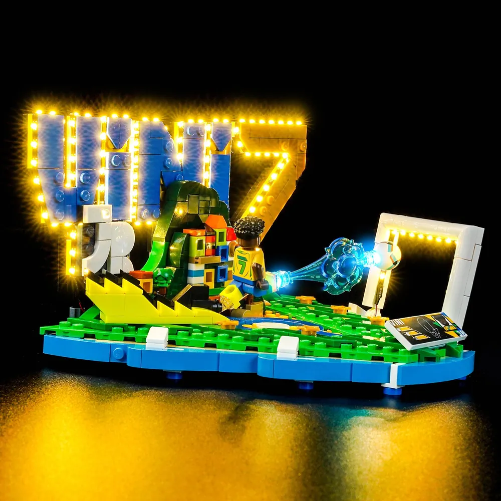 BrickBling LED kit for LEGO Vini Jr. Soccer Highlights 43027 lighting the pitch edge