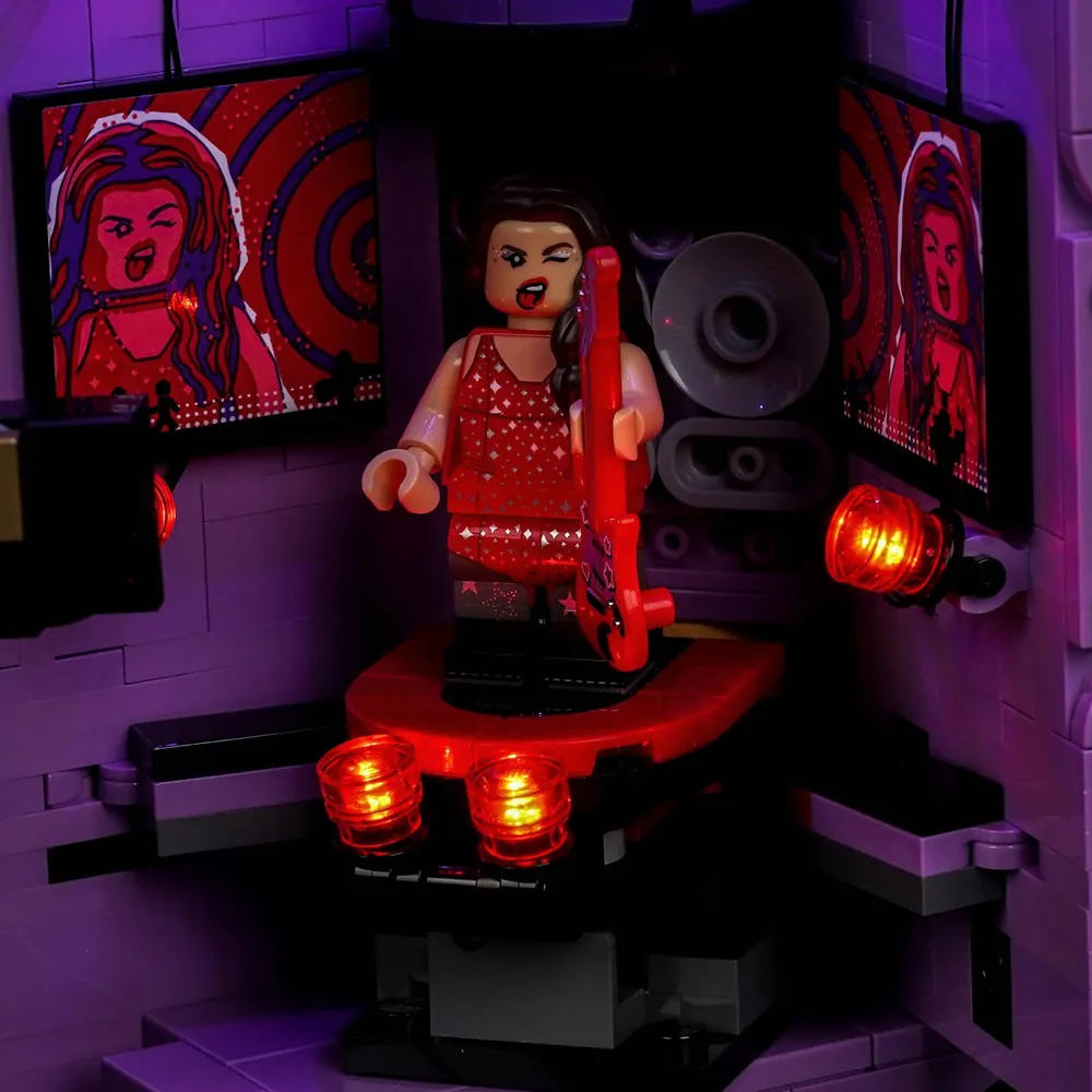 BrickBling light kit with music variant, featuring sound-reactive lighting on the electric guitar half