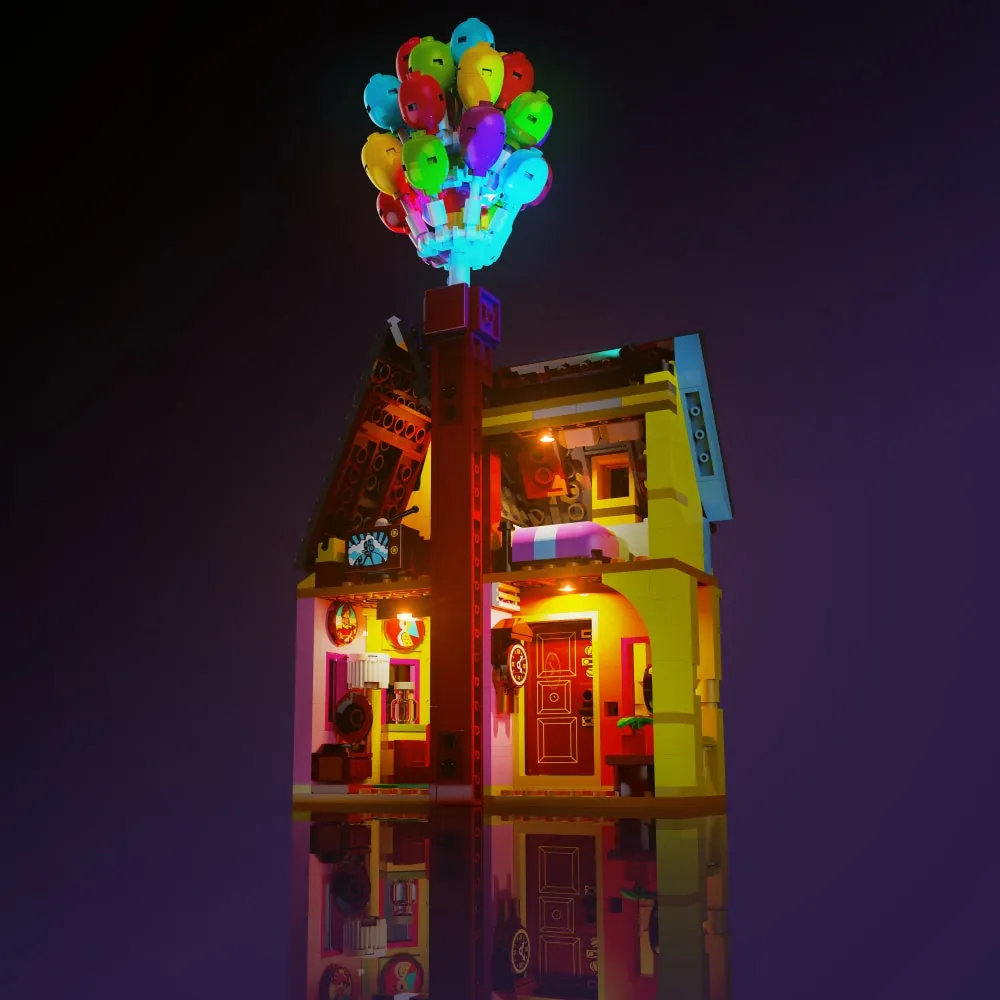 LightMyBricks lights enhancing the Up House garden area