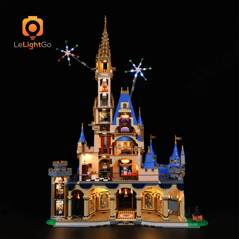 LeLightGo micro-LED detail on LEGO Disney Castle balcony