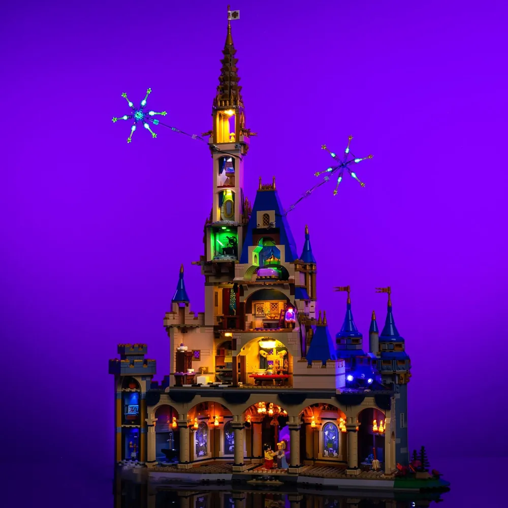 LightMyBricks detailed lighting of LEGO Disney Castle interior