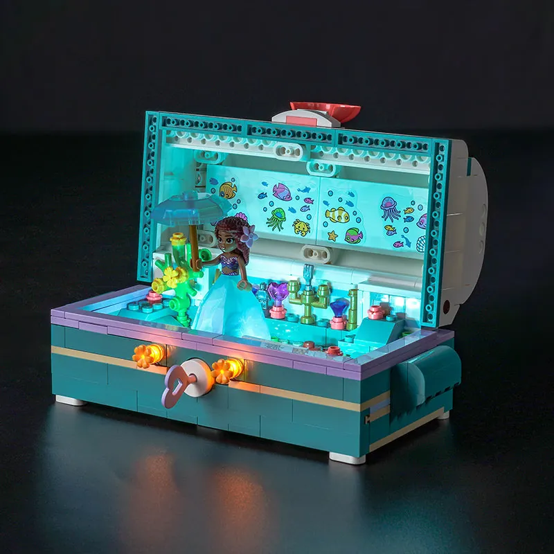 BrickBling light kit for LEGO 43229 Ariel's Treasure Chest, featuring modular micro-LEDs