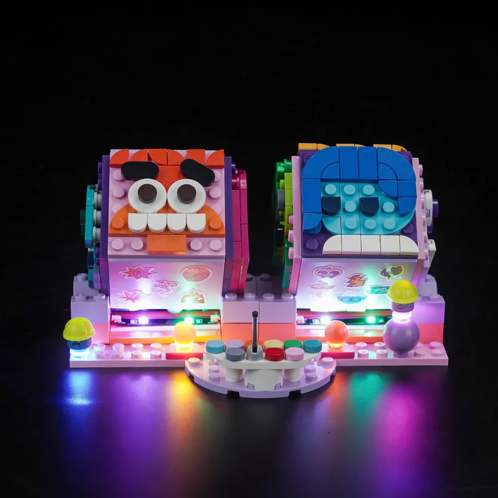 BrickBling light kit for LEGO Inside Out 2 Mood Cubes highlighting the emotion faces