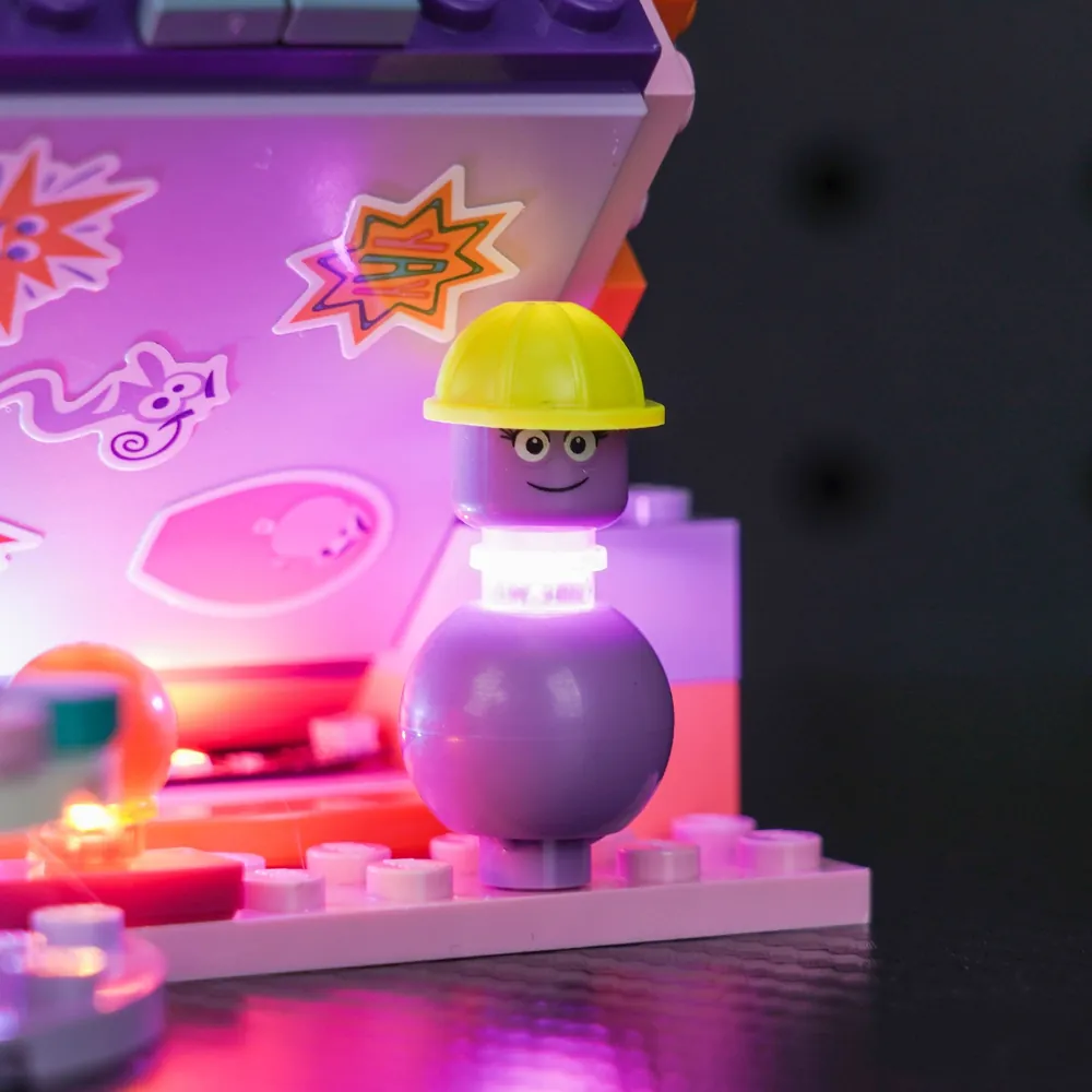 BrickBling LEDs on the central console of the Inside Out 2 Mood Cubes