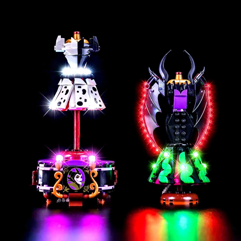 BrickBling LED kit lighting Maleficent and Cruella LEGO Dresses