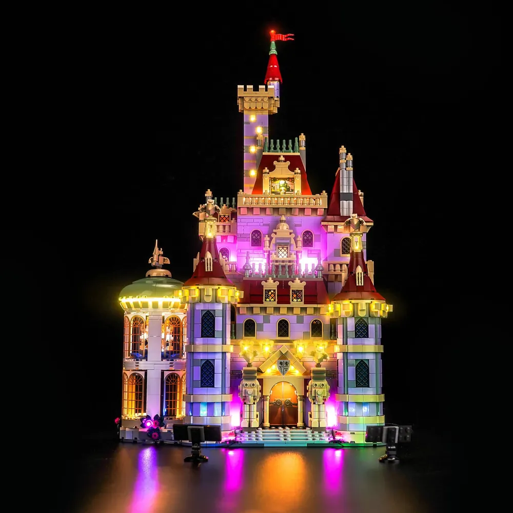 BrickBling LED kit lighting the LEGO Disney Beauty and the Beast Castle 43263
