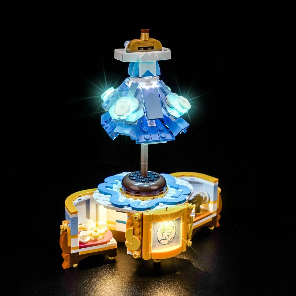 LEGO Cinderella's Dress 43266 with BrickBling lights, tea party scene illuminated