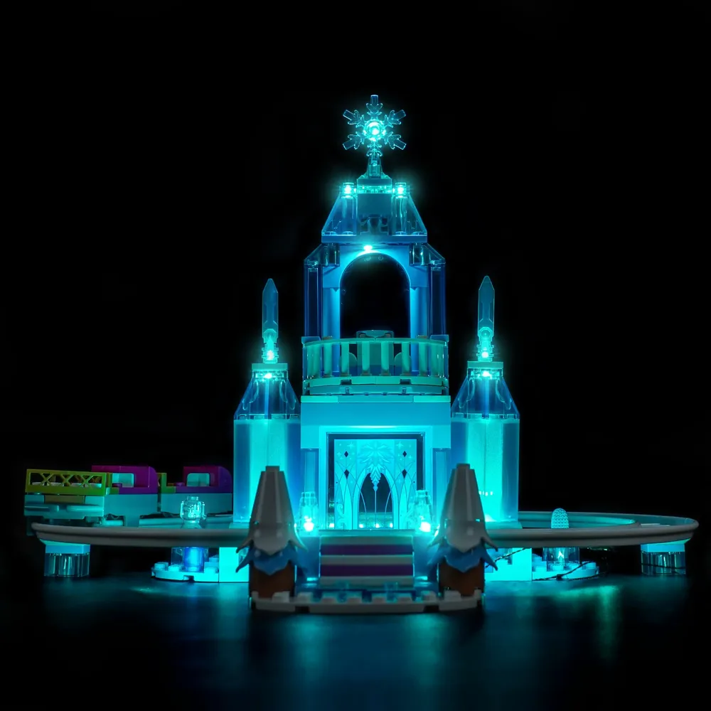 BrickBling lighting kit for LEGO 43281 ice castle with LEDs illuminating spires and track