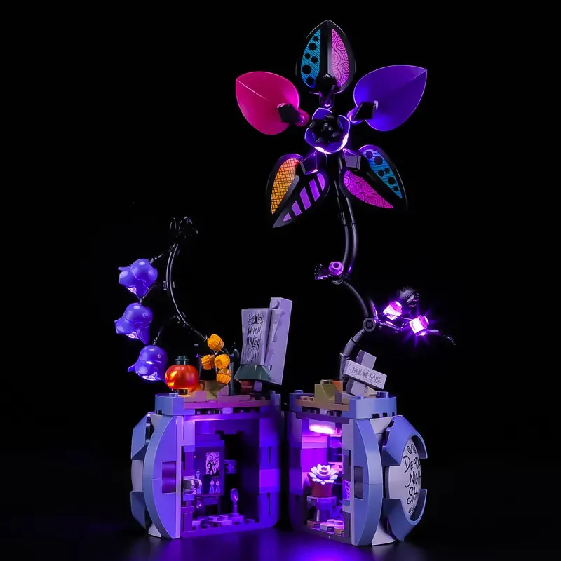 Lightailing LED kit illuminating LEGO Sally's Flowerpot with even lighting