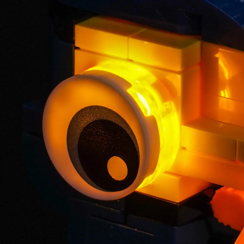 Close-up of modular micro-LEDs on LEGO Dug's base