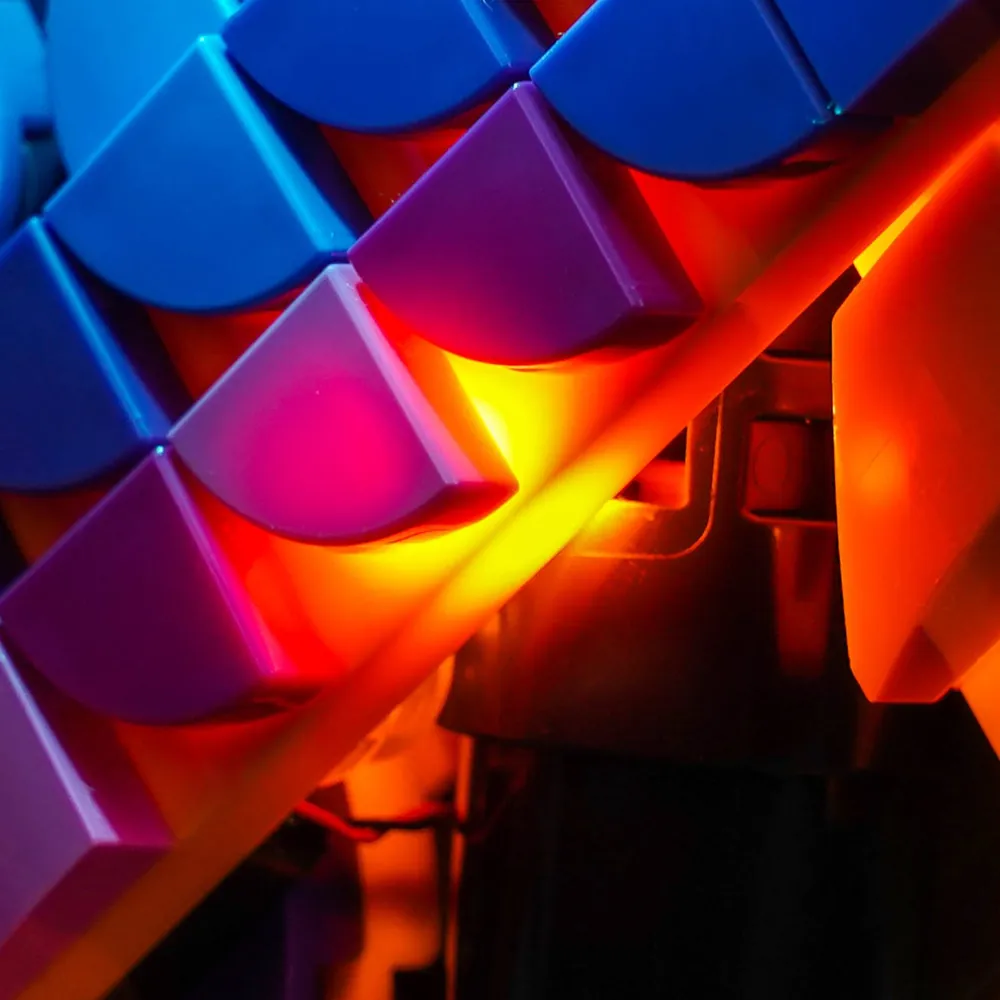LEGO Kevin & Dug display with BrickBling lighting in a dim room