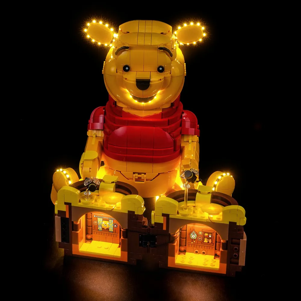 LEGO Winnie the Pooh set illuminated by BrickBling kit showing warm tones