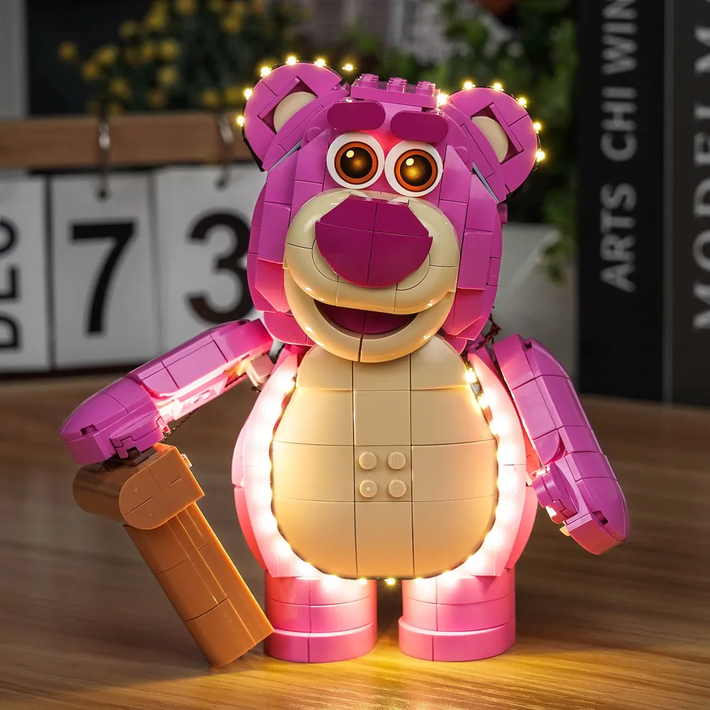 Close-up of BrickBling LEDs on Lotso's face and strawberry accent