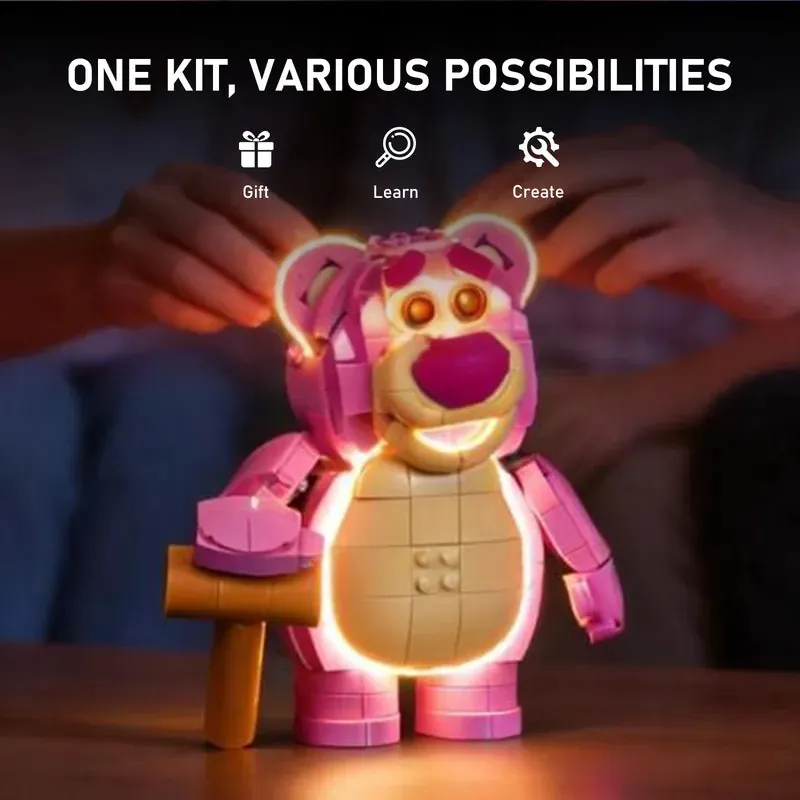 Close-up of Lightailing LEDs highlighting Lotso's strawberry and grin