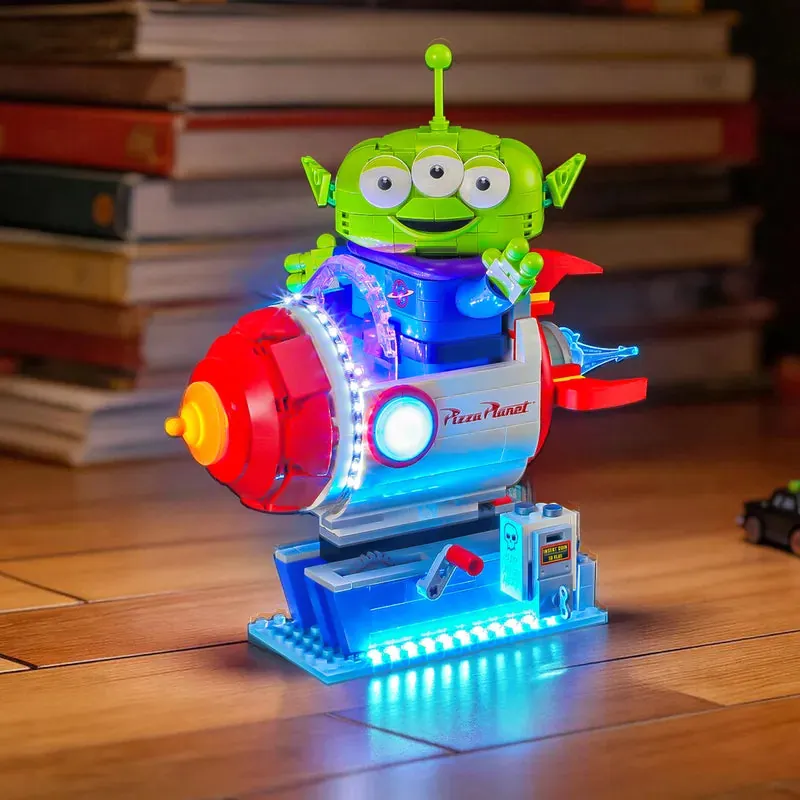 Lightailing LED kit for LEGO Alien with Pizza Planet Rocket Ride, pre-soldered harness