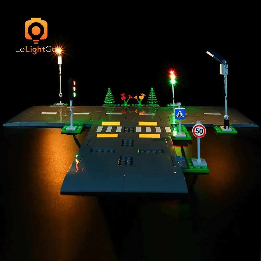LeLightGo lighting kit installed on LEGO City Road Plates 60304