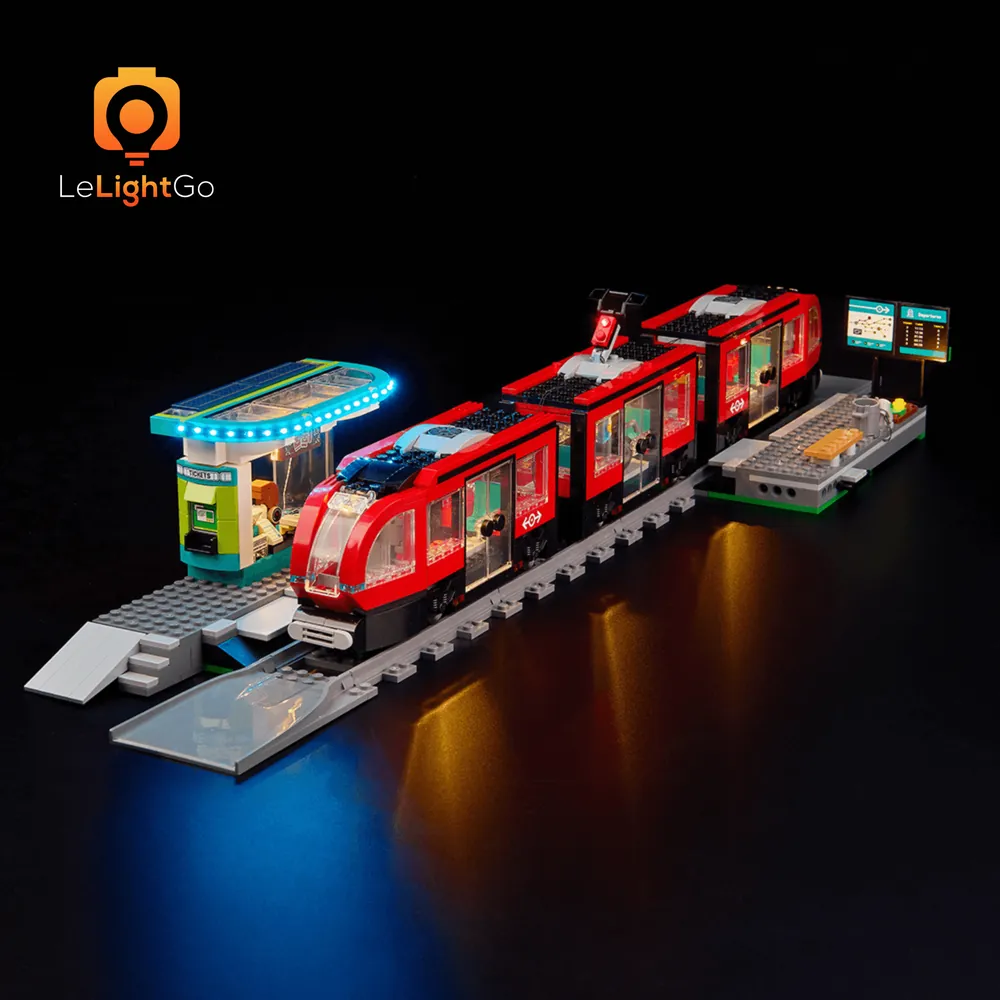 LeLightGo LED kit for LEGO 60423 Streetcar and Station with bright interior lighting