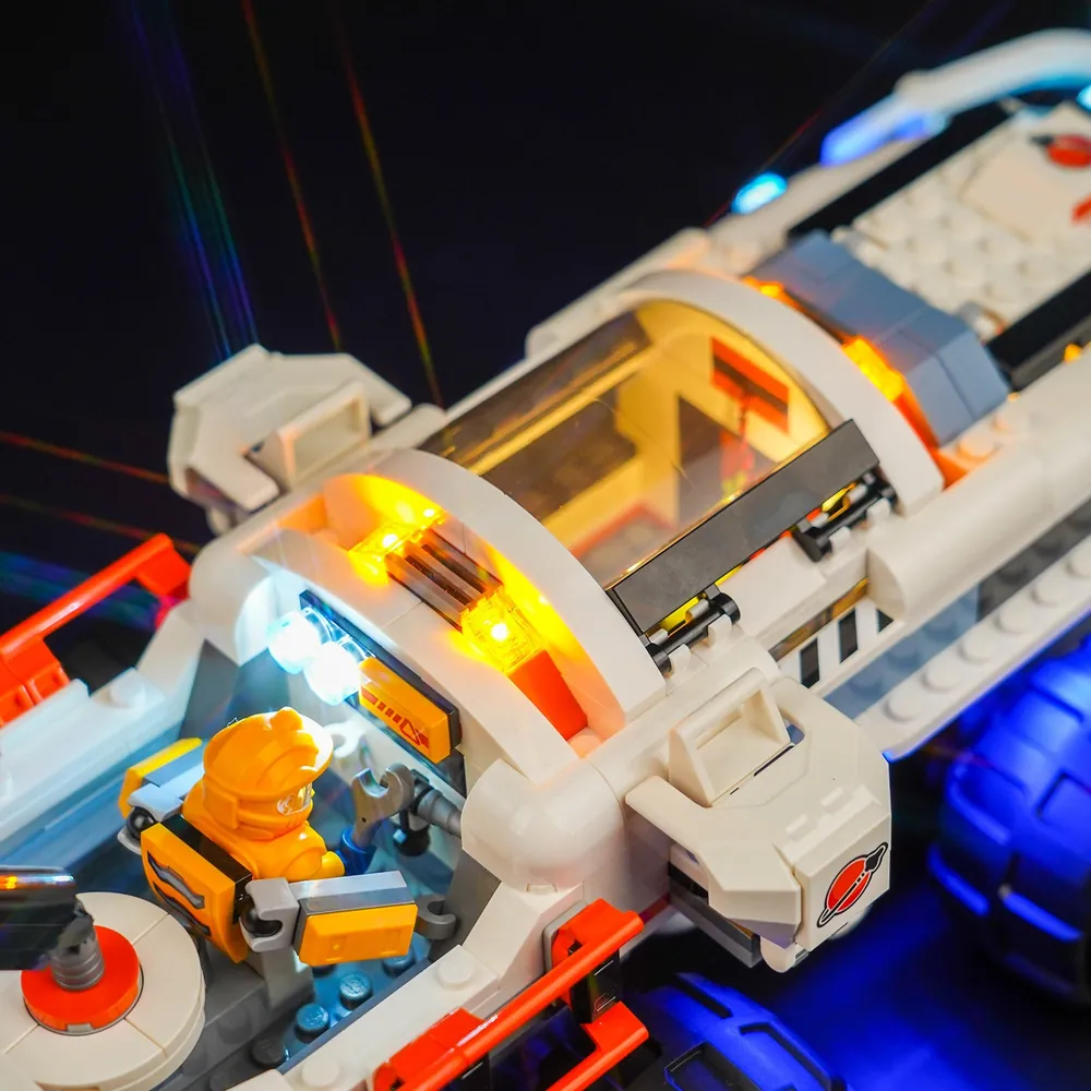 BrickBling LED installation on LEGO 60432 showing micro-LED wiring