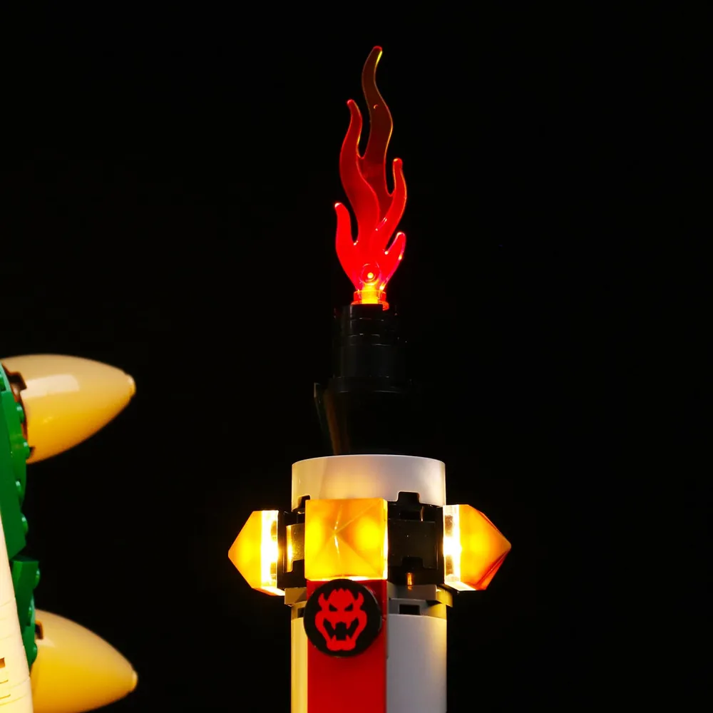 Close-up of BrickBling modular micro-LEDs on LEGO Bowser shell