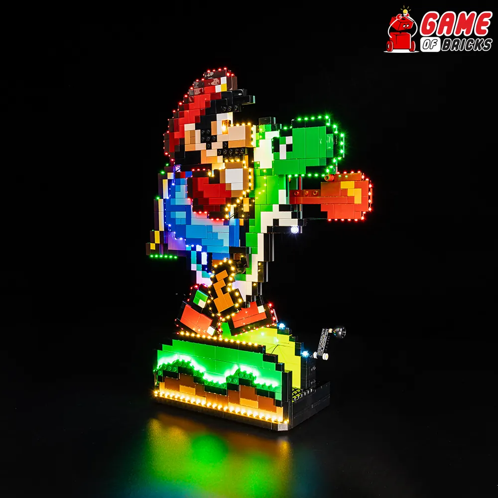 Game of Bricks standard gauge wires lighting Mario and Yoshi display