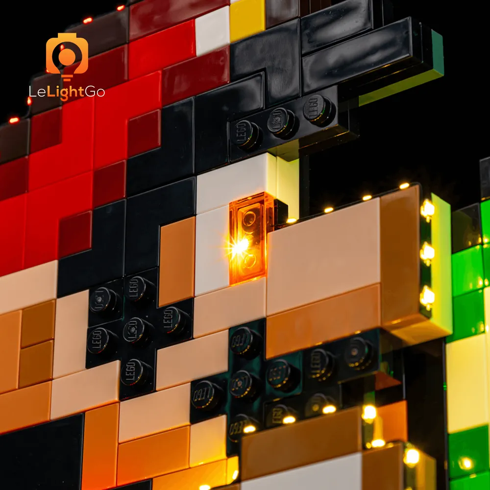 LeLightGo modular micro-LEDs detail on Mario and Yoshi set
