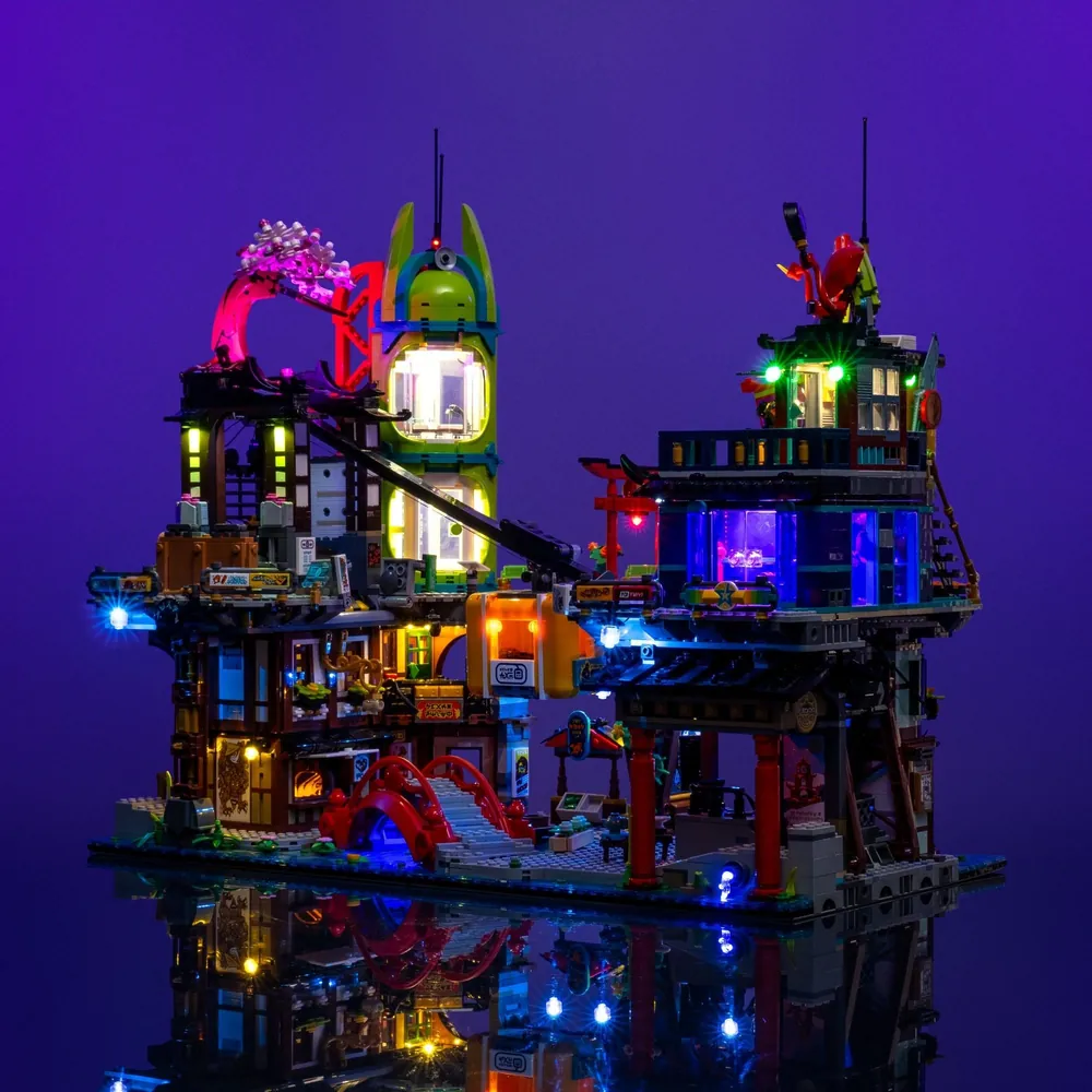 LightMyBricks LED kit for LEGO Ninjago City Markets premium edition