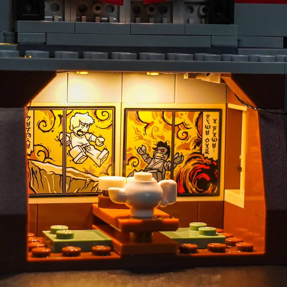 BrickBling micro-LEDs highlighting cherry blossom and ninja bases