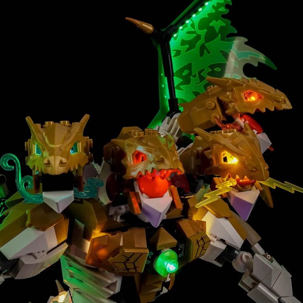Close-up of BrickBling modular micro-LEDs on Ultra Dragon Battle