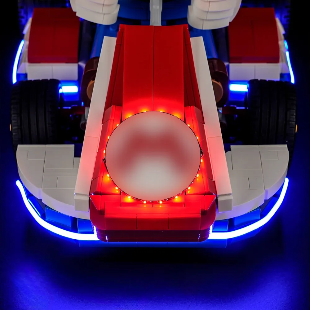 LEGO Mario Kart 72037 with Lightailing kit illuminating the rear exhausts
