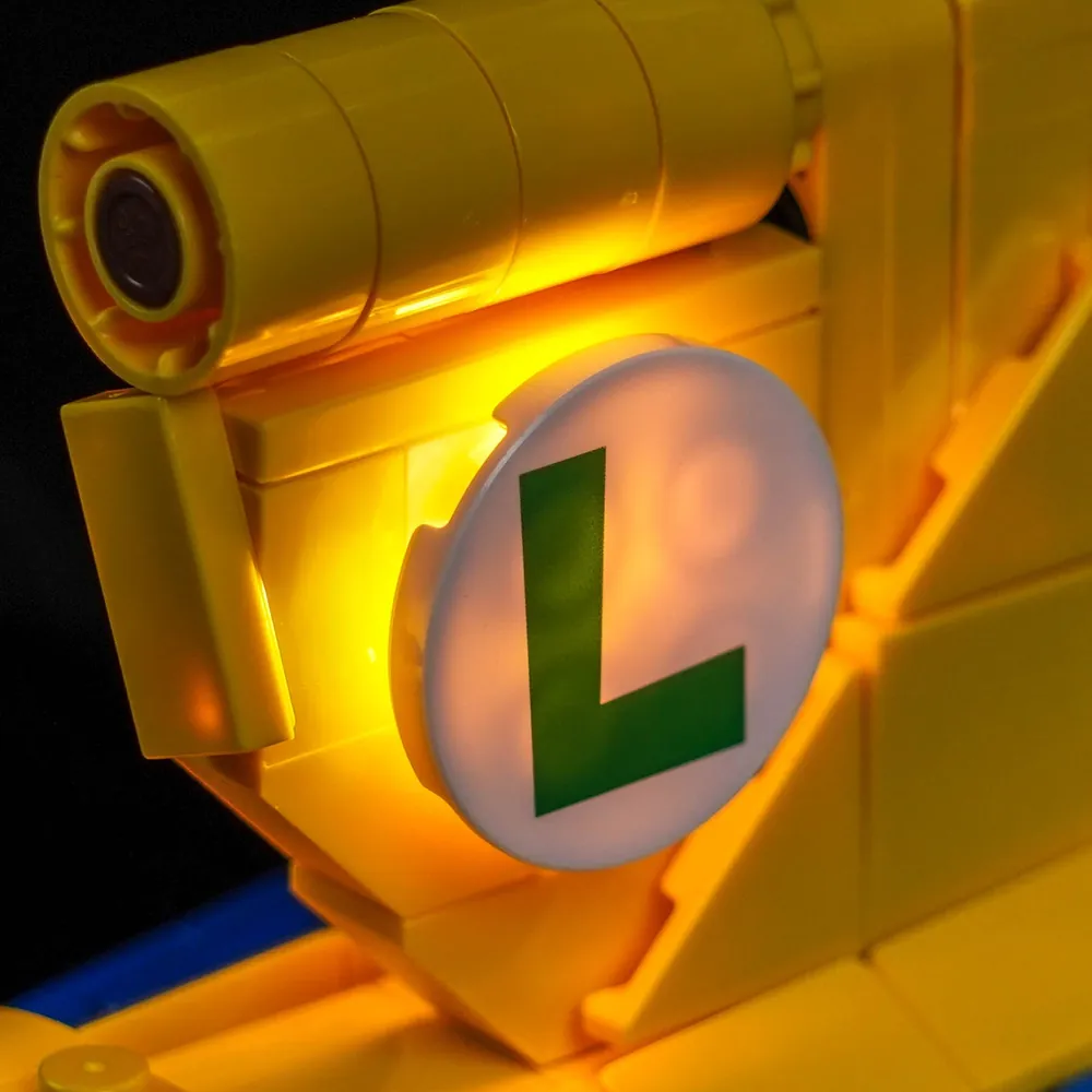 BrickBling Classic push-button edition lighting up the LEGO Mach 8 display