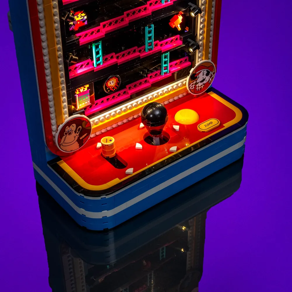 Detail of Light My Bricks lighting on LEGO 72051 Donkey Kong Arcade
