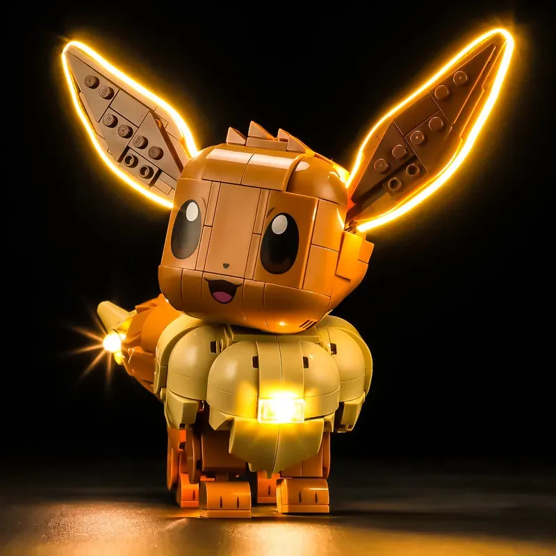 Lightailing LED kit for LEGO Eevee 72151 with pre-soldered harness lighting the face and tail
