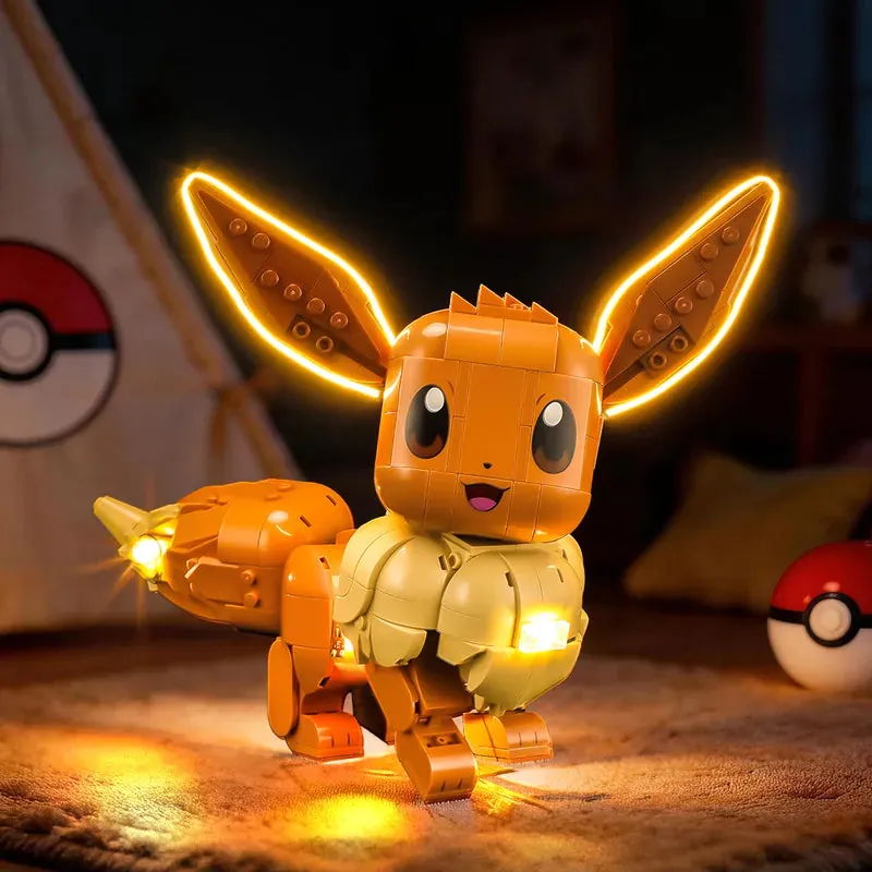 LEGO Eevee 72151 with Lightailing LED kit displaying warm glow