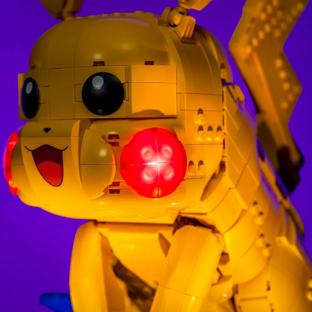Premium LED kit from LightMyBricks for LEGO Pikachu and Poké Ball base