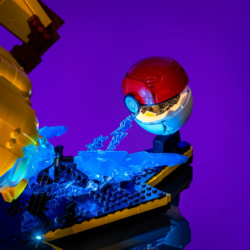 LightMyBricks kit lighting Pikachu's dynamic pose for LEGO 72152 set