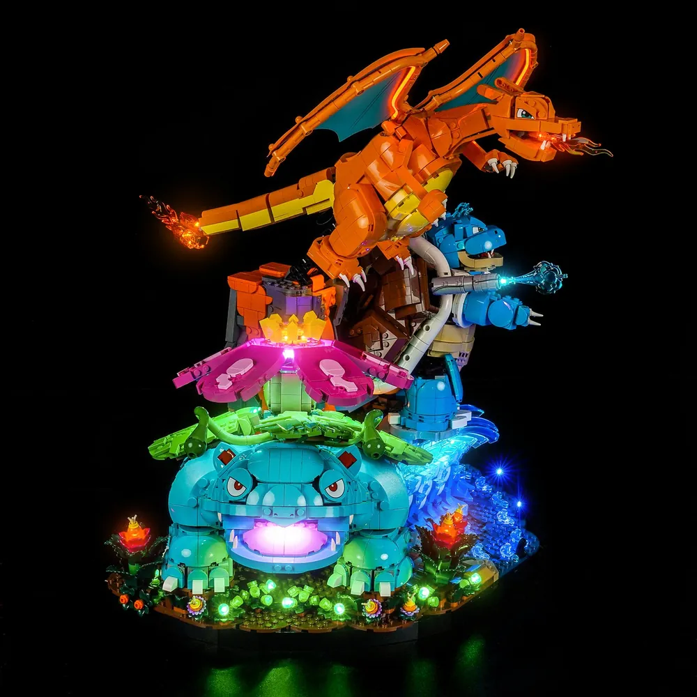 BrickBling LED installation on LEGO Blastoise water base