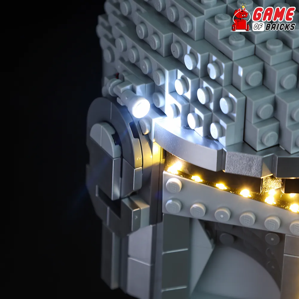 Game of Bricks light kit illuminating LEGO 75328 helmet details