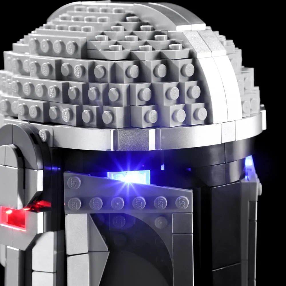 Lightailing light kit on LEGO 75328 helmet showing harness wiring